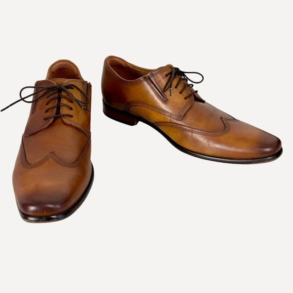 Florsheim Mens Brown Leather Oxford Shoes Size 13D Lace-Up Classic Wingtip EUC